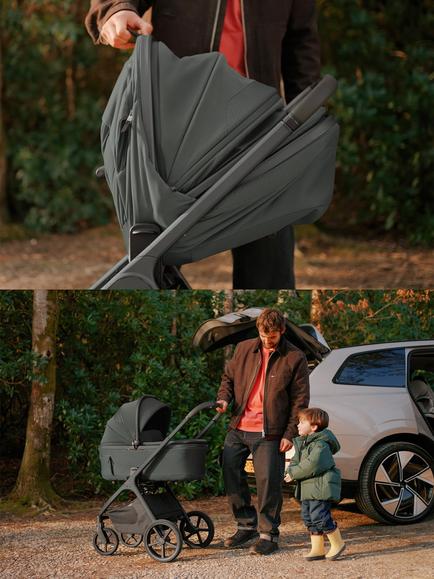 Silver Cross Cove 2 Stroller, Carrycot & Accessories with Glide Plus 360 & Approach Plus 360 i-Size Car Seats & Base Ultimate Family Bundle, Pewter - view 2, 