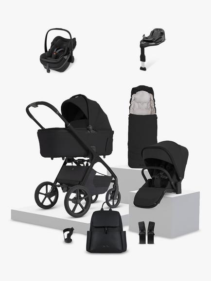 Silver Cross Cove 2 Stroller, Carrycot & Accessories with Maxi-Cosi Pebble Slide Pro Baby Car Seat & Base Bundle, Onyx, 