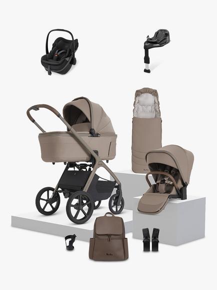 Silver Cross Cove 2 Stroller, Carrycot & Accessories with Maxi-Cosi Pebble Slide Pro Baby Car Seat & Base Bundle, Champagne/Onyx Black, 
