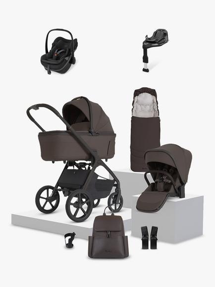 Silver Cross Cove 2 Stroller, Carrycot & Accessories with Maxi-Cosi Pebble Slide Pro Baby Car Seat & Base Bundle, Chocolate, 