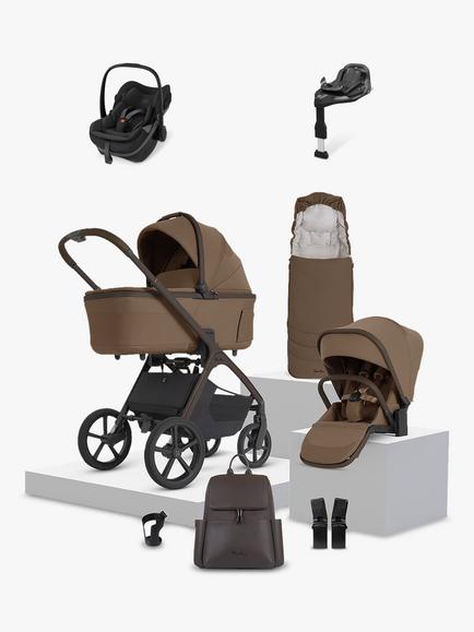 Silver Cross Cove 2 Stroller, Carrycot & Accessories with Maxi-Cosi Pebble Slide Pro Baby Car Seat & Base Bundle, Maple, 