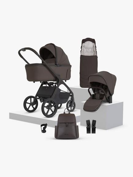 Silver Cross Cove 2 Stroller, Carrycot & Accessories with Cybex Cloud T Baby Car Seat & Base Bundle, Chocolate, 