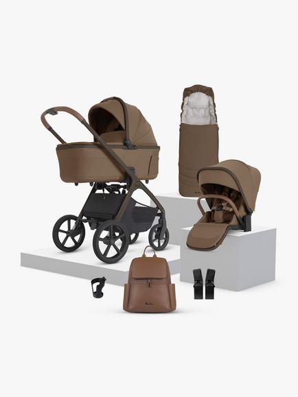 Silver Cross Cove 2 Stroller, Carrycot & Accessories with Cybex Cloud T Baby Car Seat & Base Bundle, Maple, 