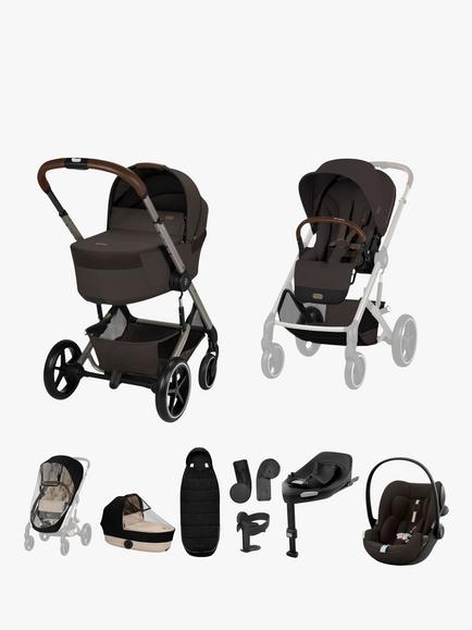Cybex Balios S Lux Pushchair, Fold Carrycot & Accessories with Cloud G3 Baby Car Seat & Base Ultimate Travel System Bundle, Chocolate, 
