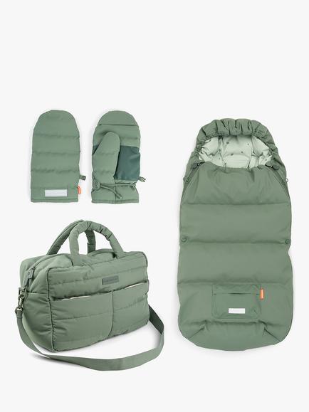 Done by Deer Quilted Changing Bag, Footmuff & Stroller Mittens Bundle, Green, 