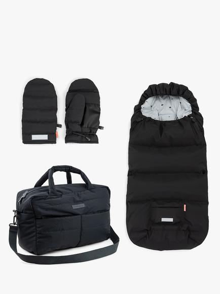 Done by Deer Quilted Changing Bag, Footmuff & Stroller Mittens Bundle, Black, 