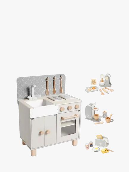 John Lewis Modern Wooden Play Kitchen with Coffee Machine, Toaster & Baking Set, 