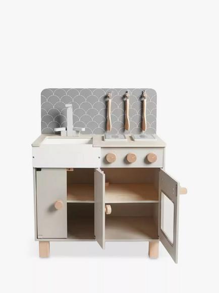 John Lewis Modern Wooden Play Kitchen with Coffee Machine, Toaster & Baking Set - view 2, 