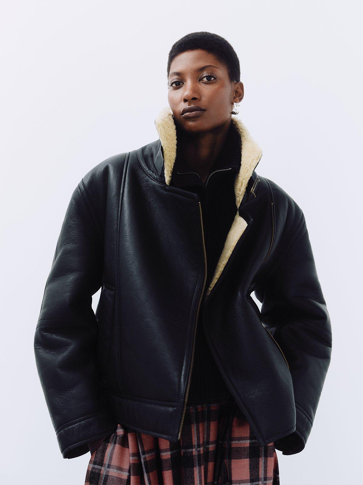 Women's Black Shearling Coat