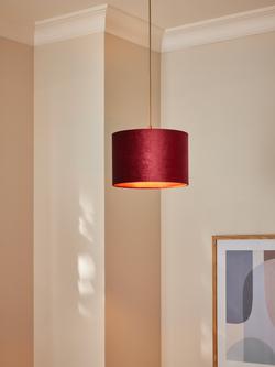John Lewis Jenny Velvet Cylinder Lampshade - view 2, Damson