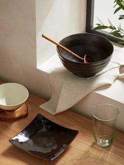 John Lewis Glossy Glaze Stoneware Square Tea Plate, 15cm, Dark Brown - view 2, Dark Brown