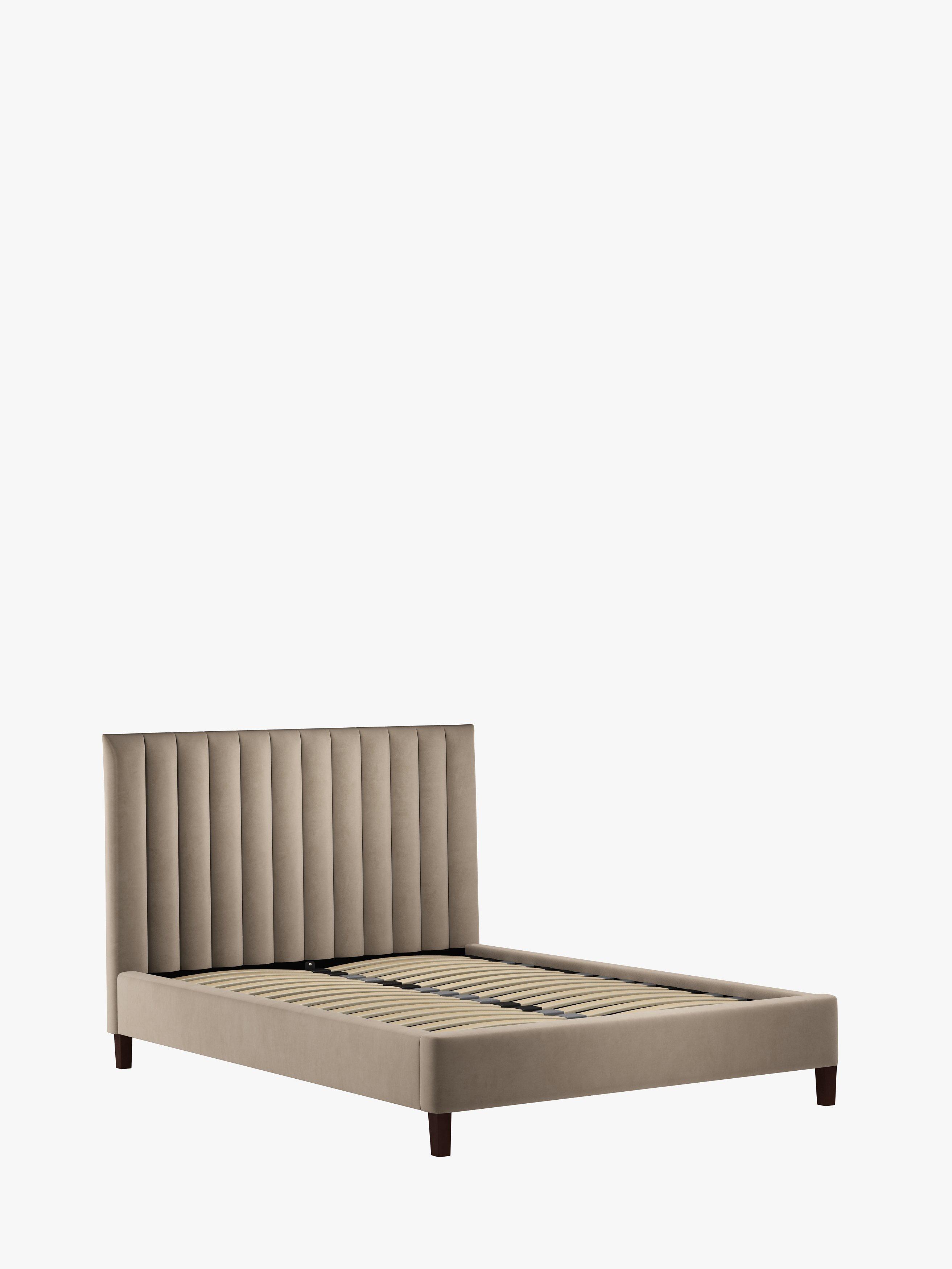 John Lewis Fluted Upholstered Bed Frame, Double, Deep Velvet Biscuit