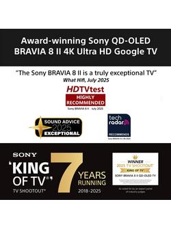 Sony Bravia 8 II K65XR8M25BP (2025) QD-OLED HDR 4K Ultra HD Smart Google TV, 65 inch with Dolby Atmos, Black - view 2, Black
