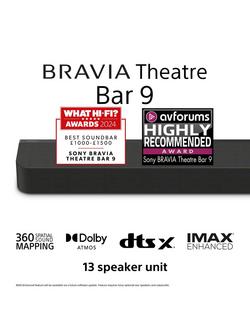 Sony Bravia Theatre Bar 9 HT-A9000 Wi-Fi Bluetooth All-In-One Soundbar with 360 Spatial Sound Mapping, Dolby Atmos & DTS:X, Black - view 2, Black