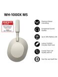 Sony WH-1000XM5 Noise Cancelling Wireless Bluetooth High Resolution Audio Over-Ear Headphones with Mic/Remote, Silver