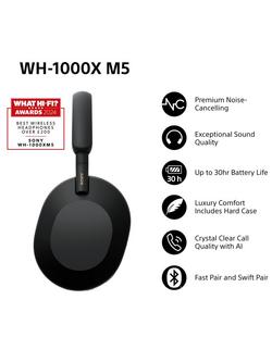 Sony WH-1000XM5 Noise Cancelling Wireless Bluetooth High Resolution Audio Over-Ear Headphones with Mic/Remote - view 2, Black