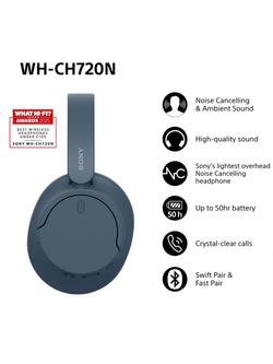 Sony WH-CH720 Noise Cancelling Bluetooth Wireless Over-Ear Headphones with Mic/Remote - view 2, Blue