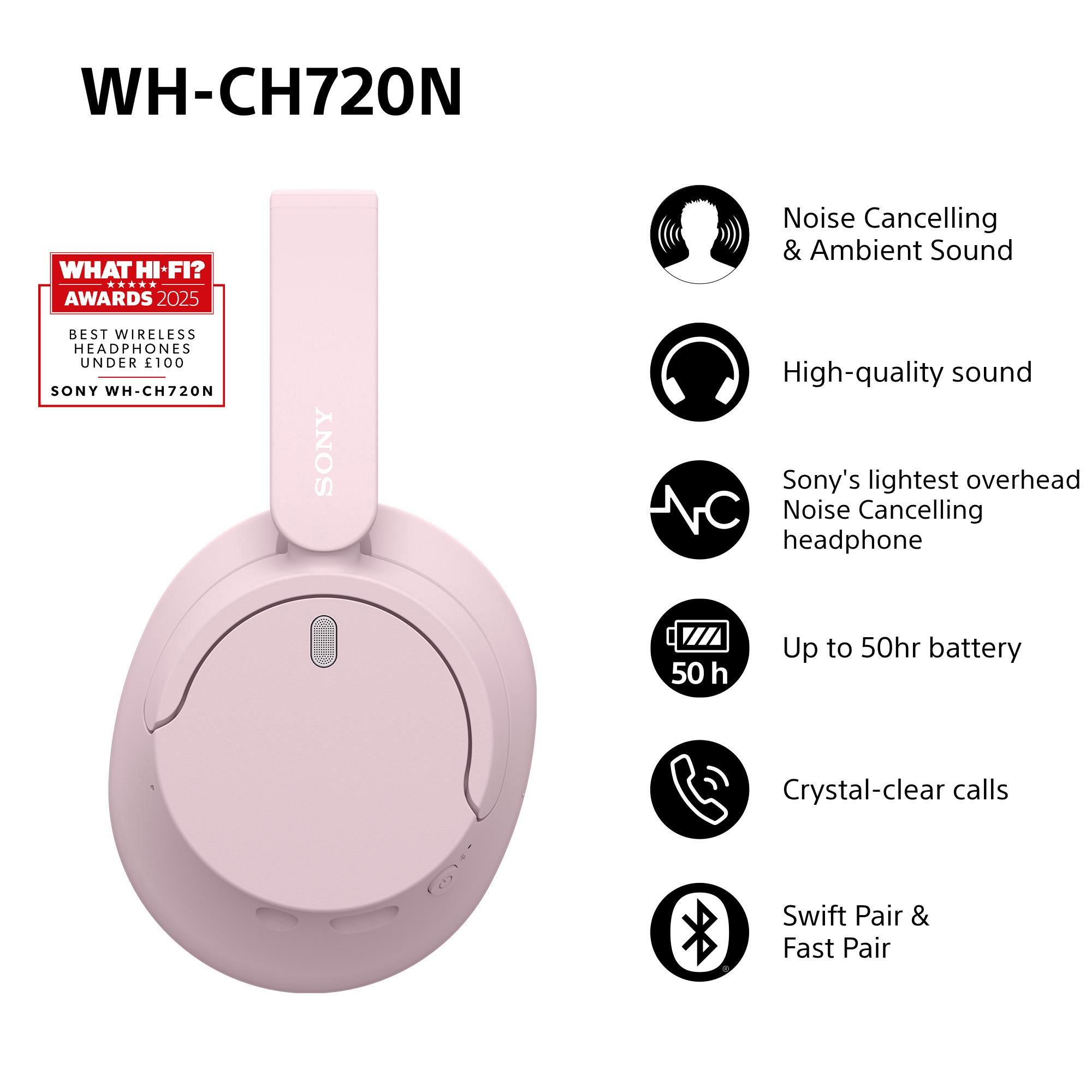 WH-CH720 SONY ワイヤレスヘッドホン ピンク Sony WH-CH720N Wireless Bluetooth Noise Cancelling Over-Ear