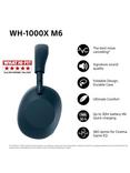 Sony WH-1000XM6 Noise Cancelling Wireless Bluetooth High Resolution Audio Over-Ear Headphones with Mic/Remote, Blue