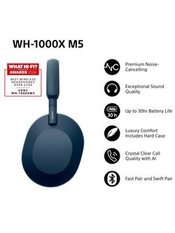 Sony WH-1000XM5 Noise Cancelling Wireless Bluetooth High Resolution Audio Over-Ear Headphones with Mic/Remote - view 2, Midnight Blue