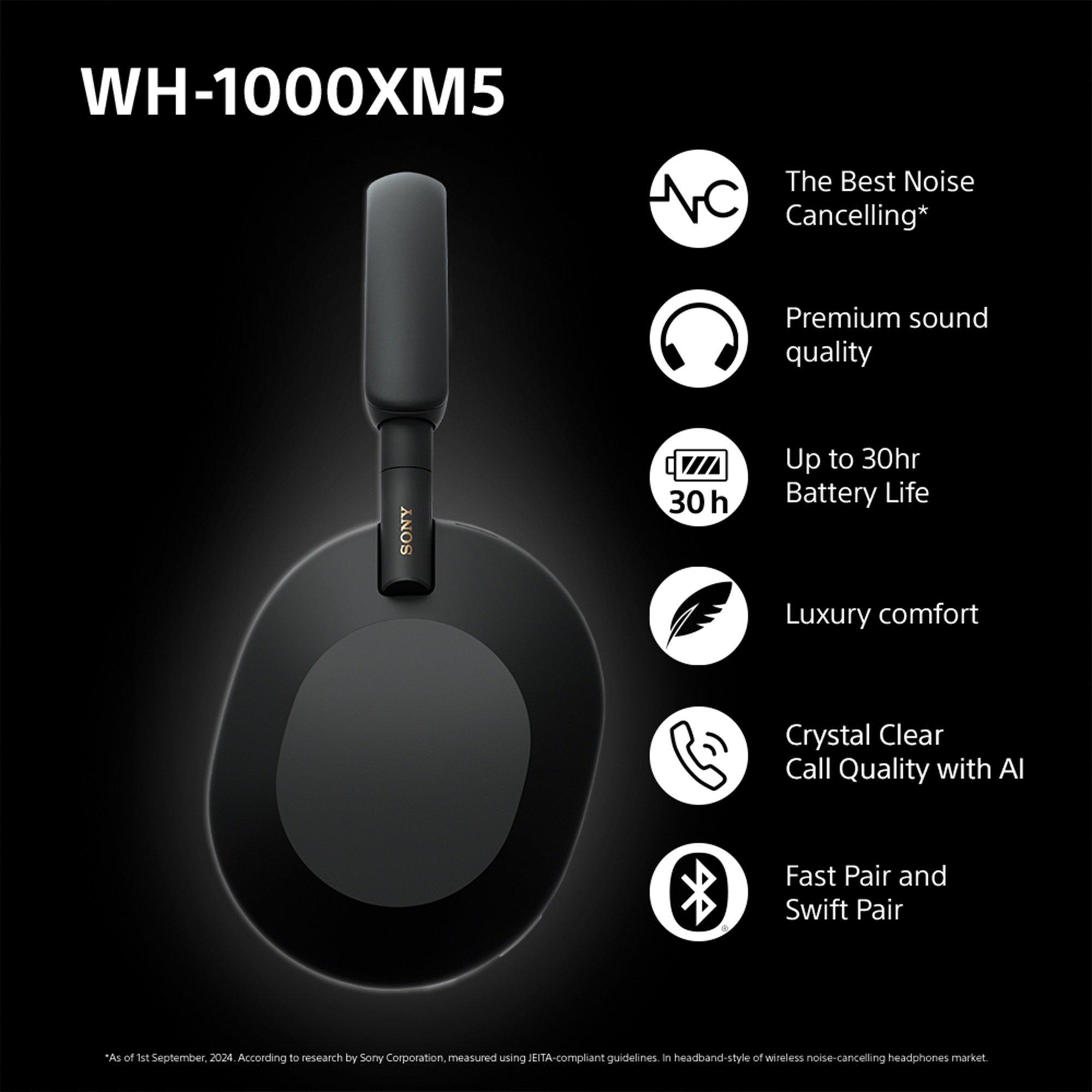 Sony WH-1000XM5 Noise Cancelling Wireless Bluetooth High Resolution Audio Over-Ear Headphones with Mic/Remote, Black Sony WH-1000XM5 Noise Cancelling Wireless Bluetooth High Resolution Audio Over-Ear Headphones with Mic/Remote, Black