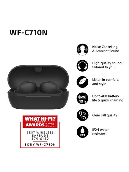 Sony WF-C710N Noise Cancelling True Wireless Bluetooth In-Ear Headphones with Mic/Remote - view 2, Black