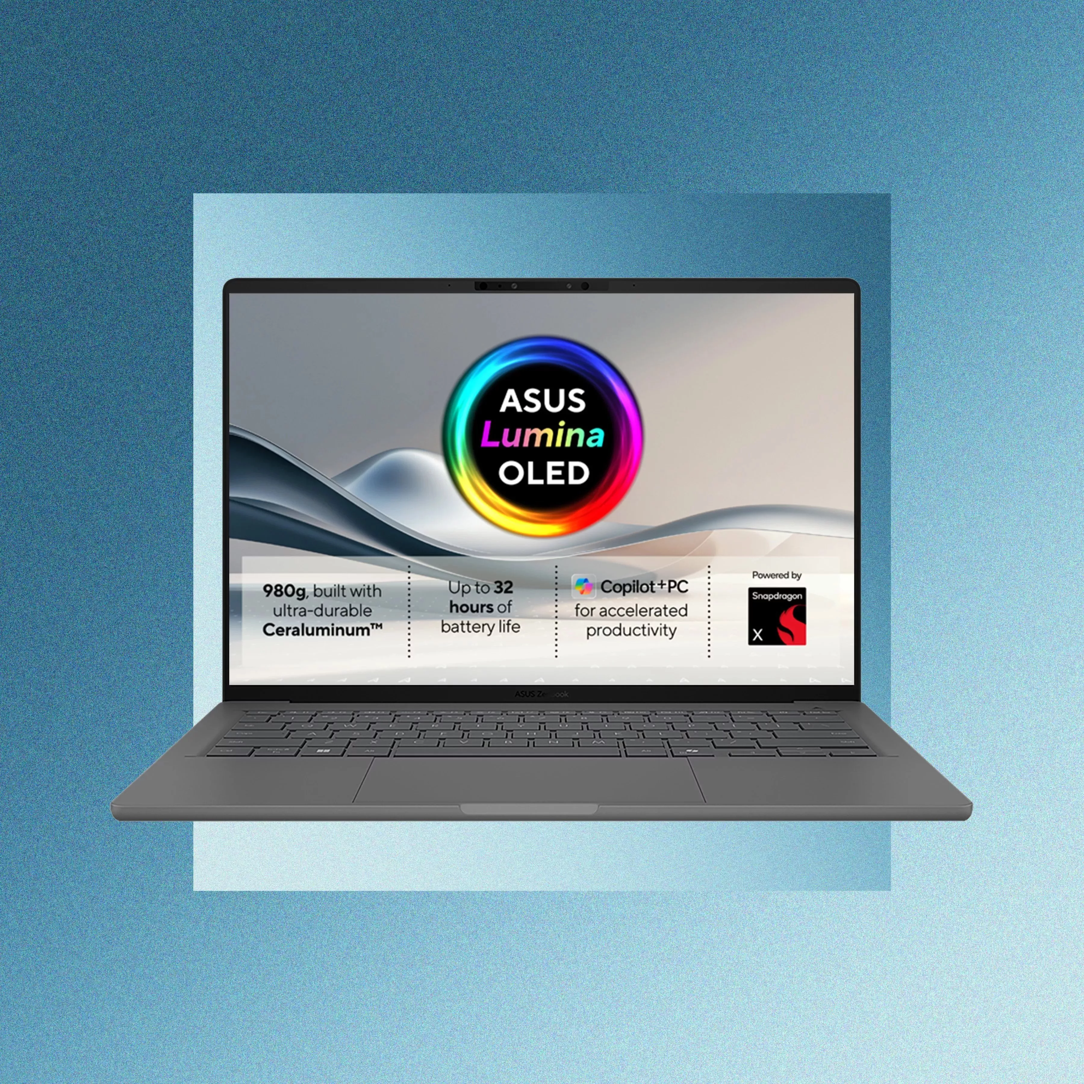 ASUS Zenbook laptop with Lumina OLED display, Snapdragon X, Copilot+ PC features and up to 32-hour battery life