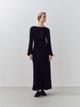 John Lewis ANYDAY Bias Cut Slinky Satin Maxi Dress, Navy