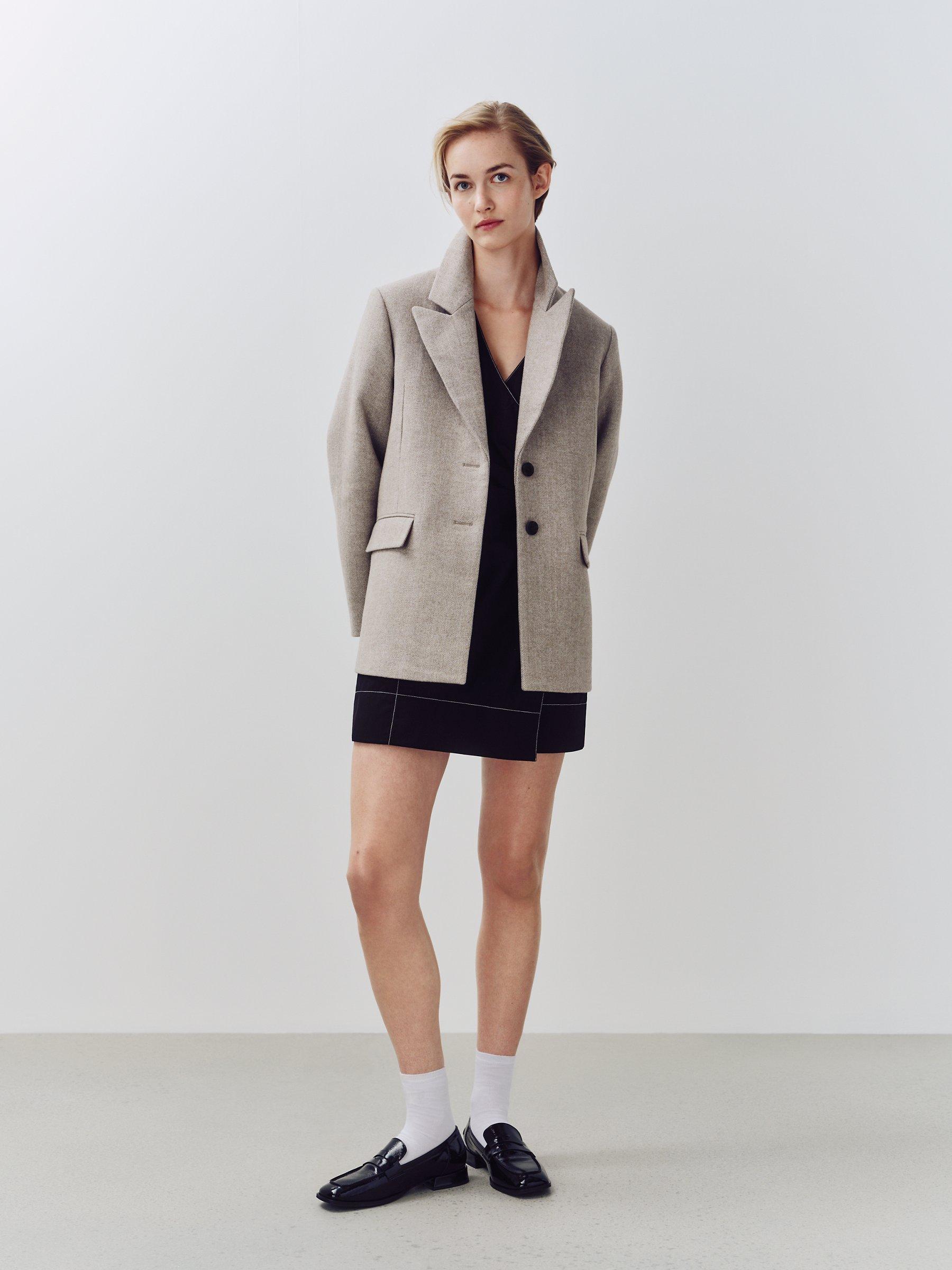 John Lewis ANYDAY Herringbone Blazer Coat Natural