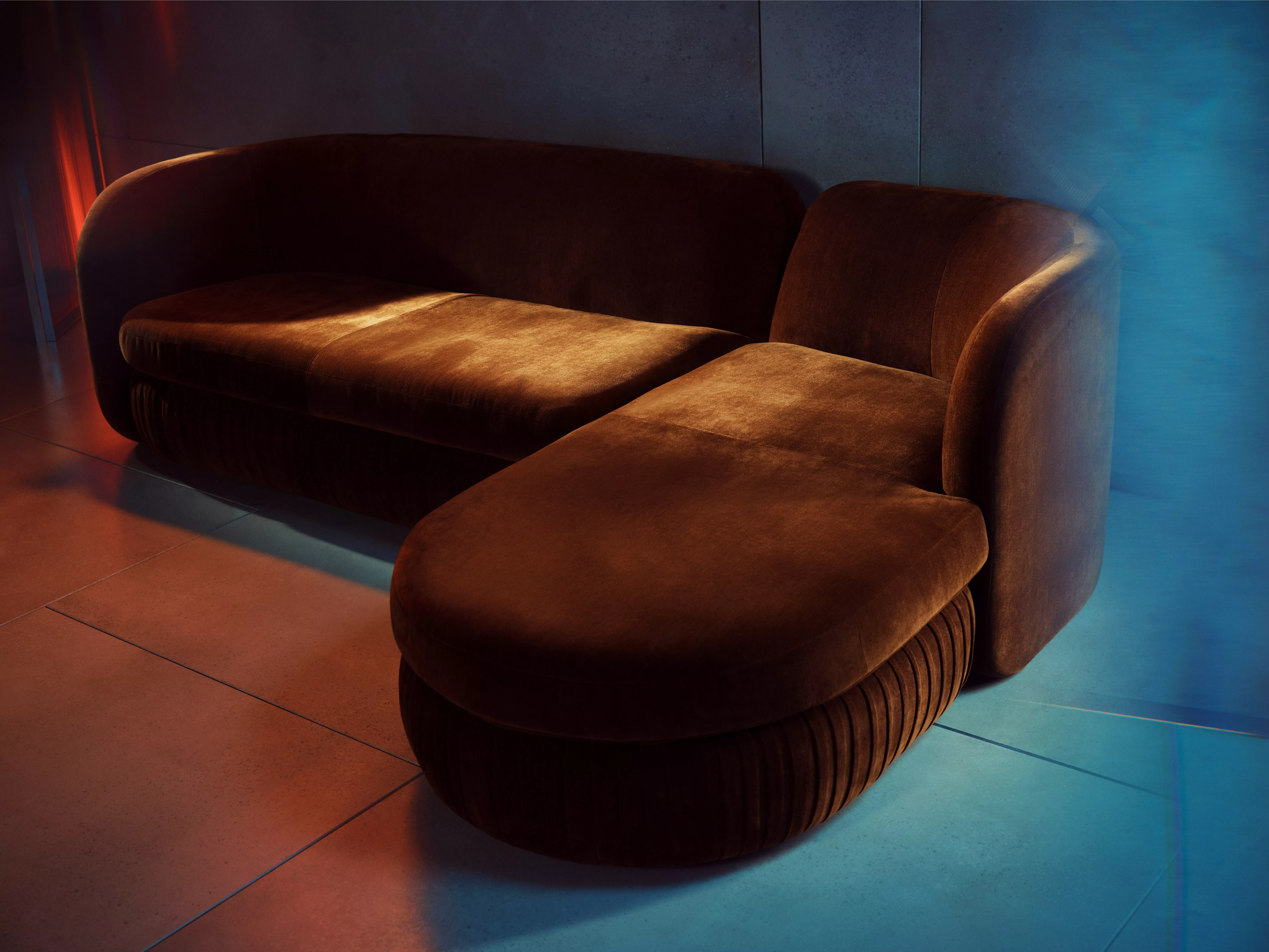 Brown velvet sofa