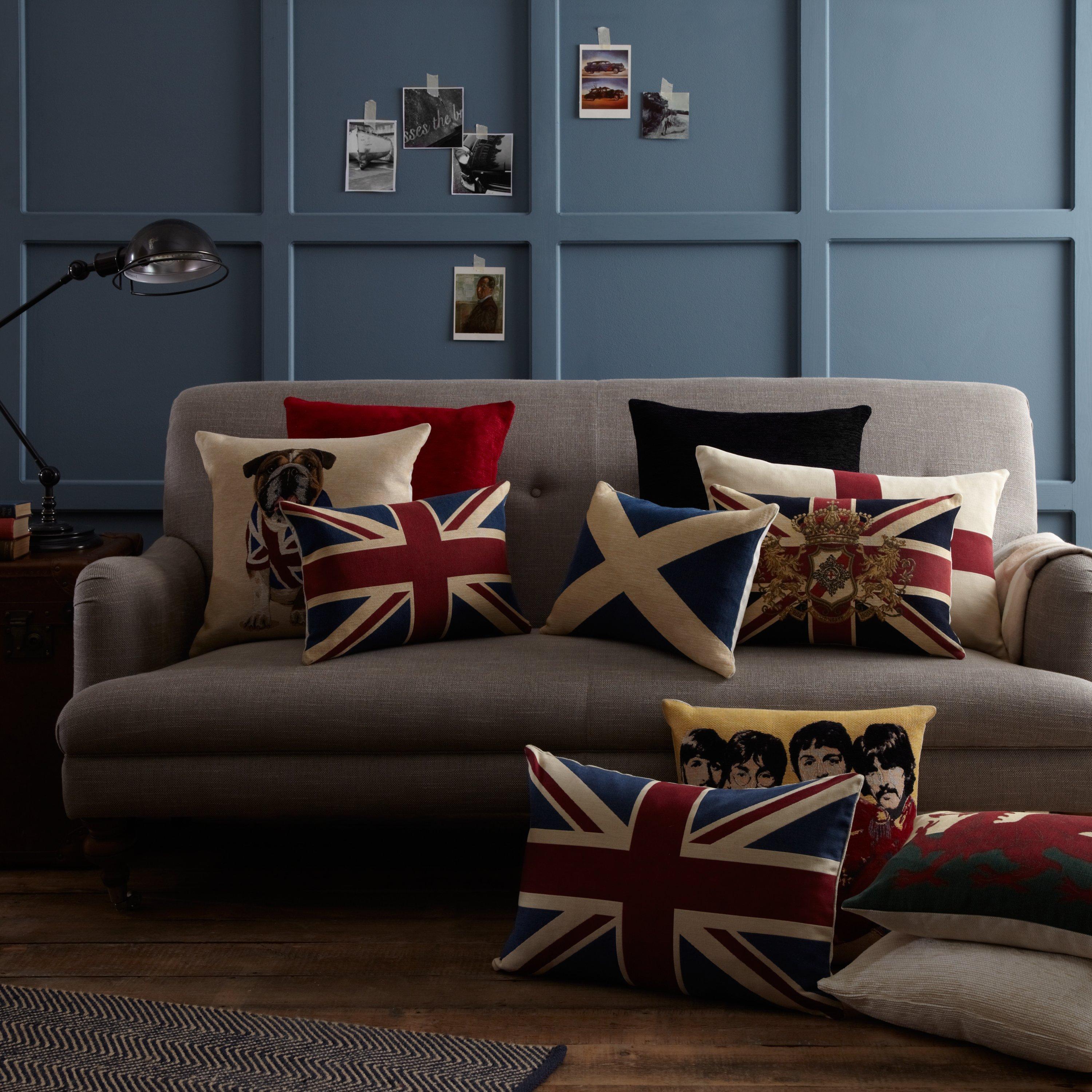 Grey union jack cushions best sale