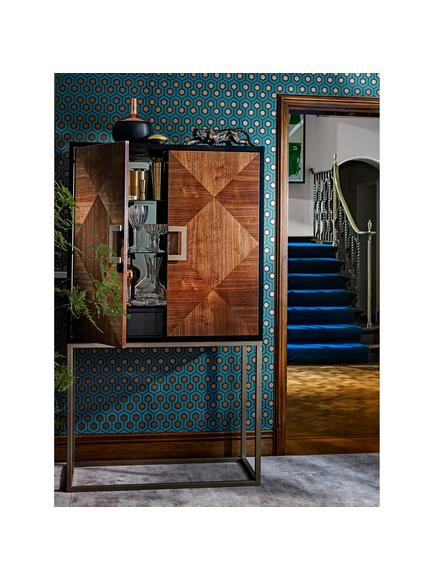 Cole & Son Hicks Hexagon Wallpaper - view 2, Teal/Gold, 95/3018