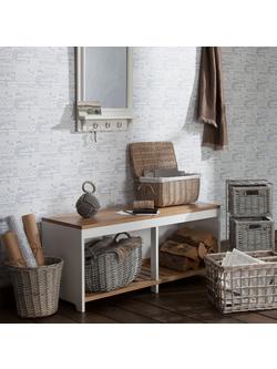 John Lewis ANYDAY Wicker Waste Paper Bin, Grey Wash - view 2, Grey