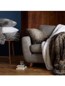 John Lewis Faux Fur Cushion - view 2, Mocha Ombre