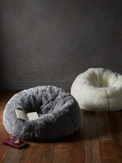 John Lewis Faux Fur Extra Large Beanbag - view 2, Ivory