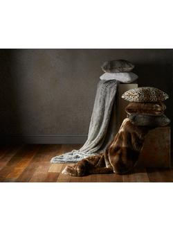 John Lewis Faux Fur Cushion - view 2, Tourmaline