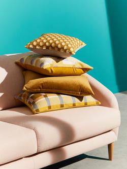 John Lewis Cotton Velvet Cushion - view 2, Gold