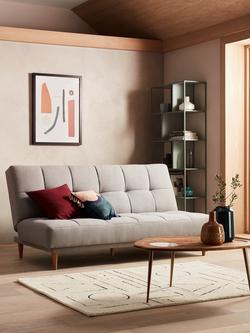 John Lewis Linear Medium 2 Seater Sofa Bed, Light Leg - view 2, Topaz Natural