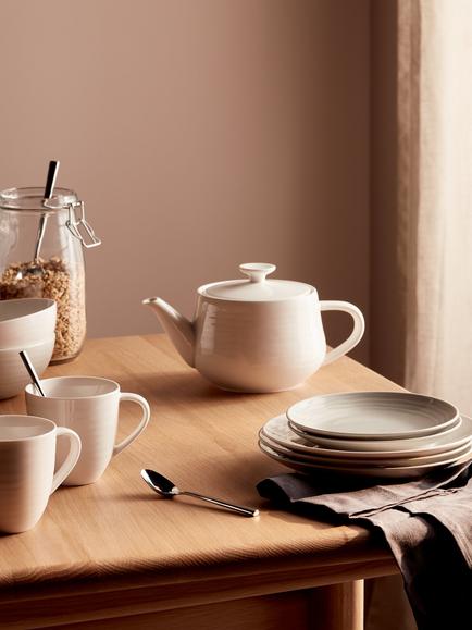 John Lewis Wave Fine China Teapot, 1.2L - view 2, White
