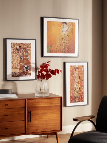 John Lewis Gustav Klimt 'Knight Panel Stoclet Frieze' Framed Print & Mount, 70 x 40cm, Brown/Gold - view 2, Brown/Gold