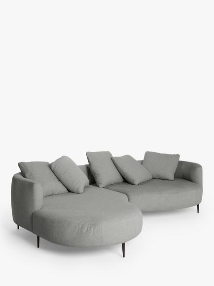 John Lewis Lozenge Grand 5 Seater LHF Chaise End Sofa, Metal Leg, 
