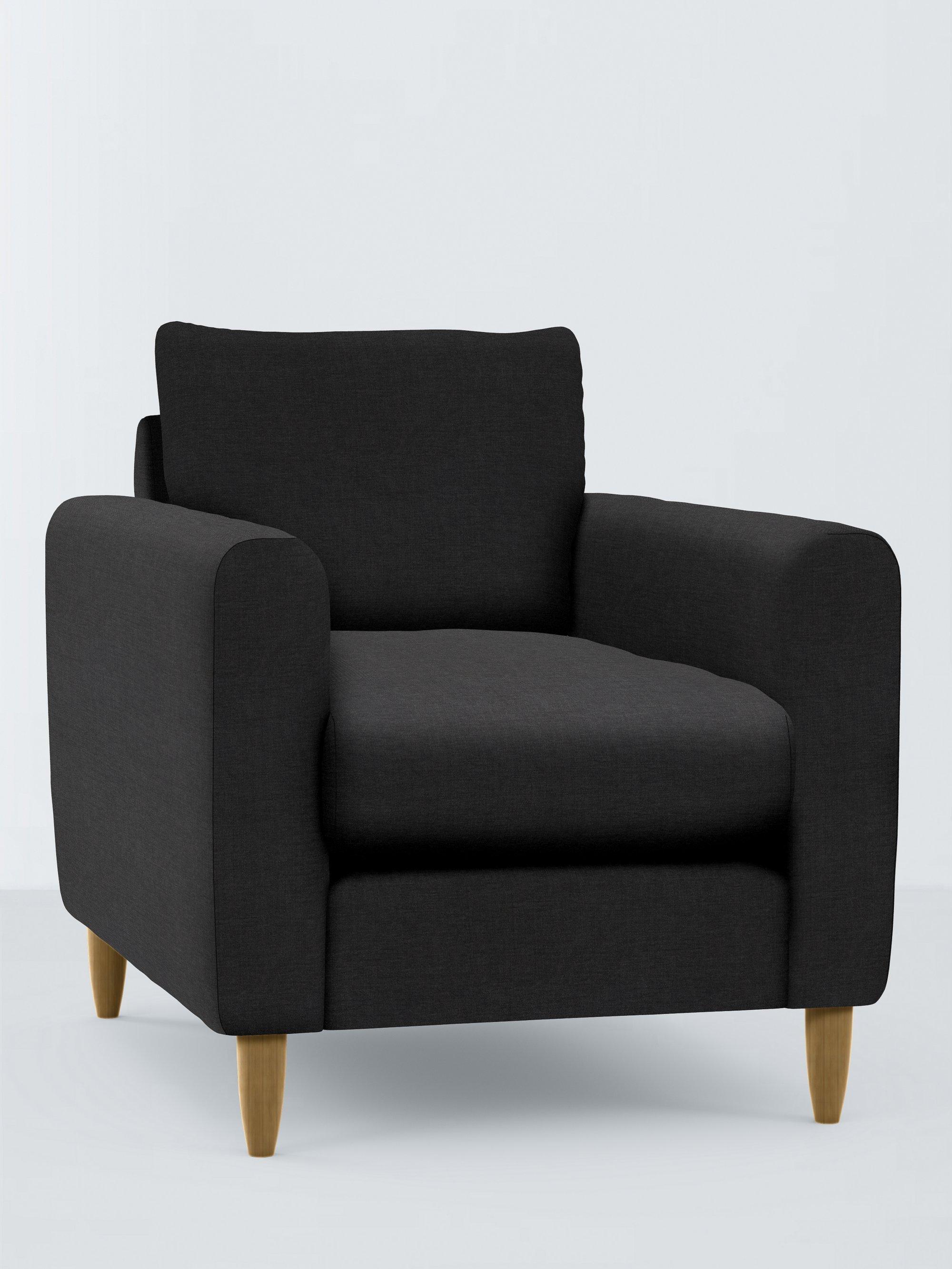 Bailey II Range, John Lewis Easy Clean Chunky Chenille Plain Fabric, Charcoal, Price Band C