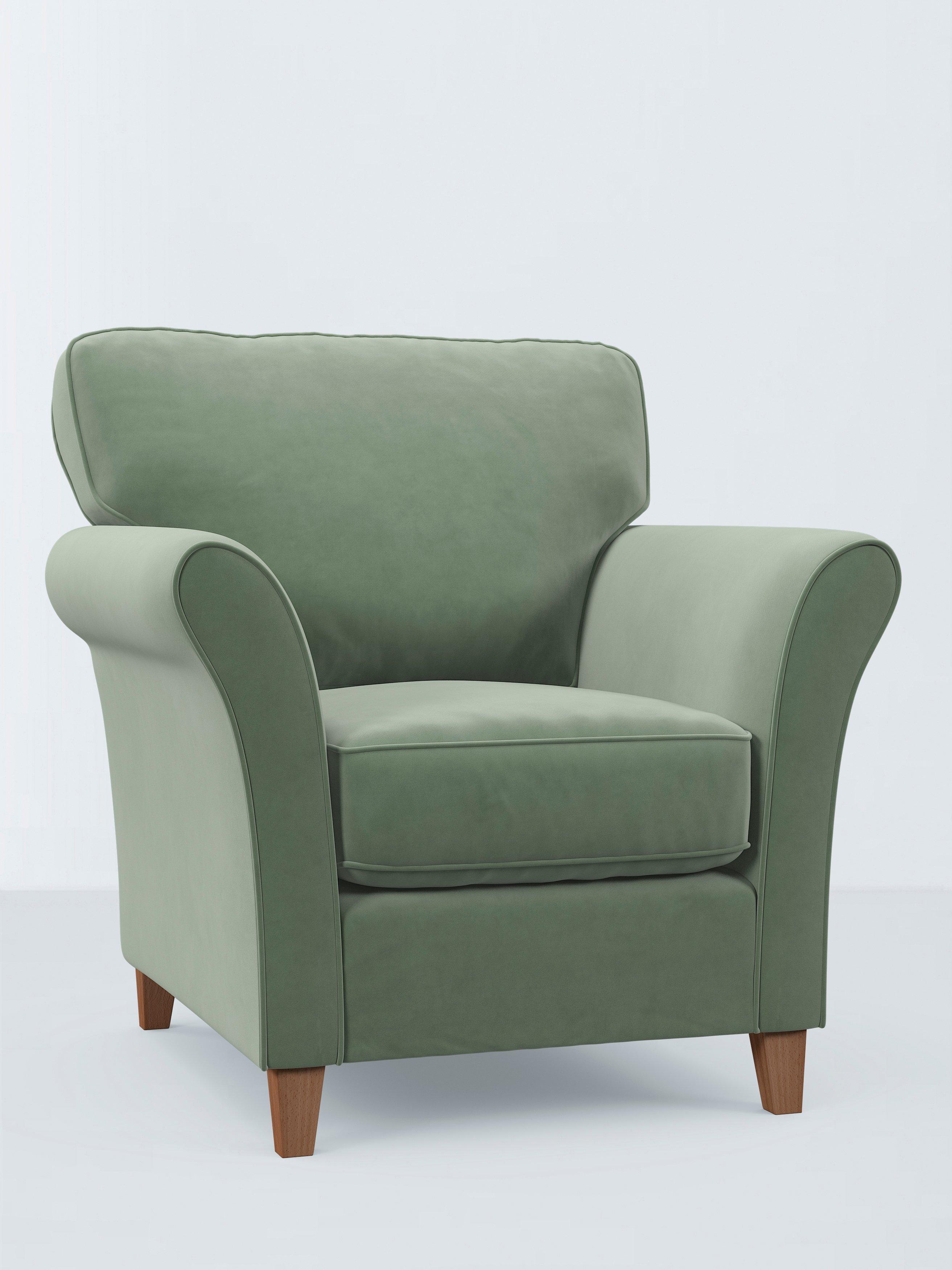 Charlotte II Range, John Lewis Aquaclean Velvet Plain Fabric, Sage Green, Price Band D