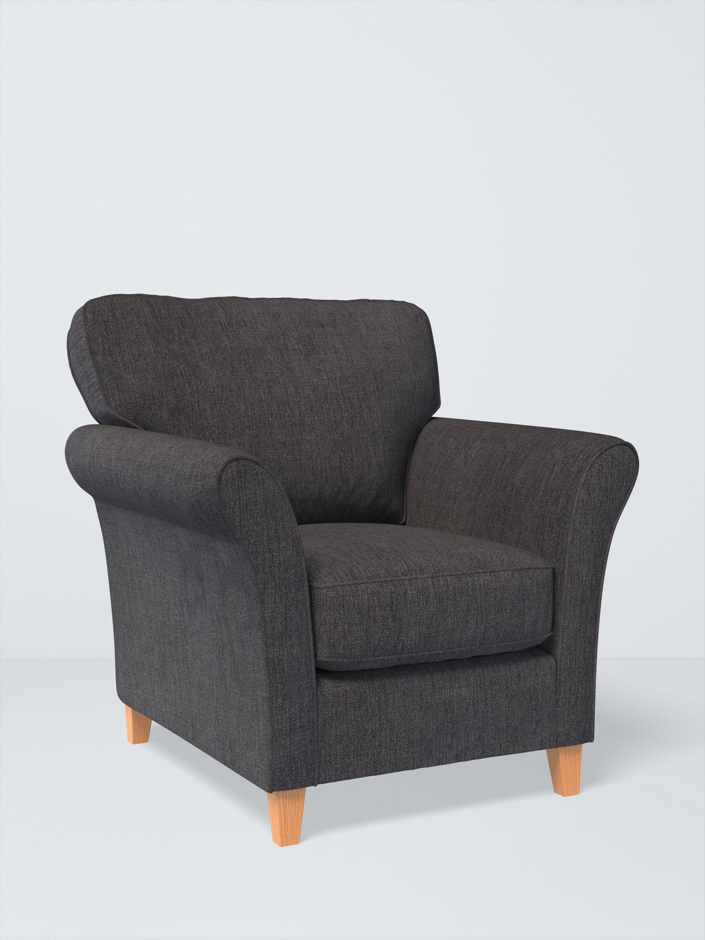 Charlotte II Range, John Lewis Easy Clean Chunky Chenille Plain Fabric, Charcoal, Price Band C