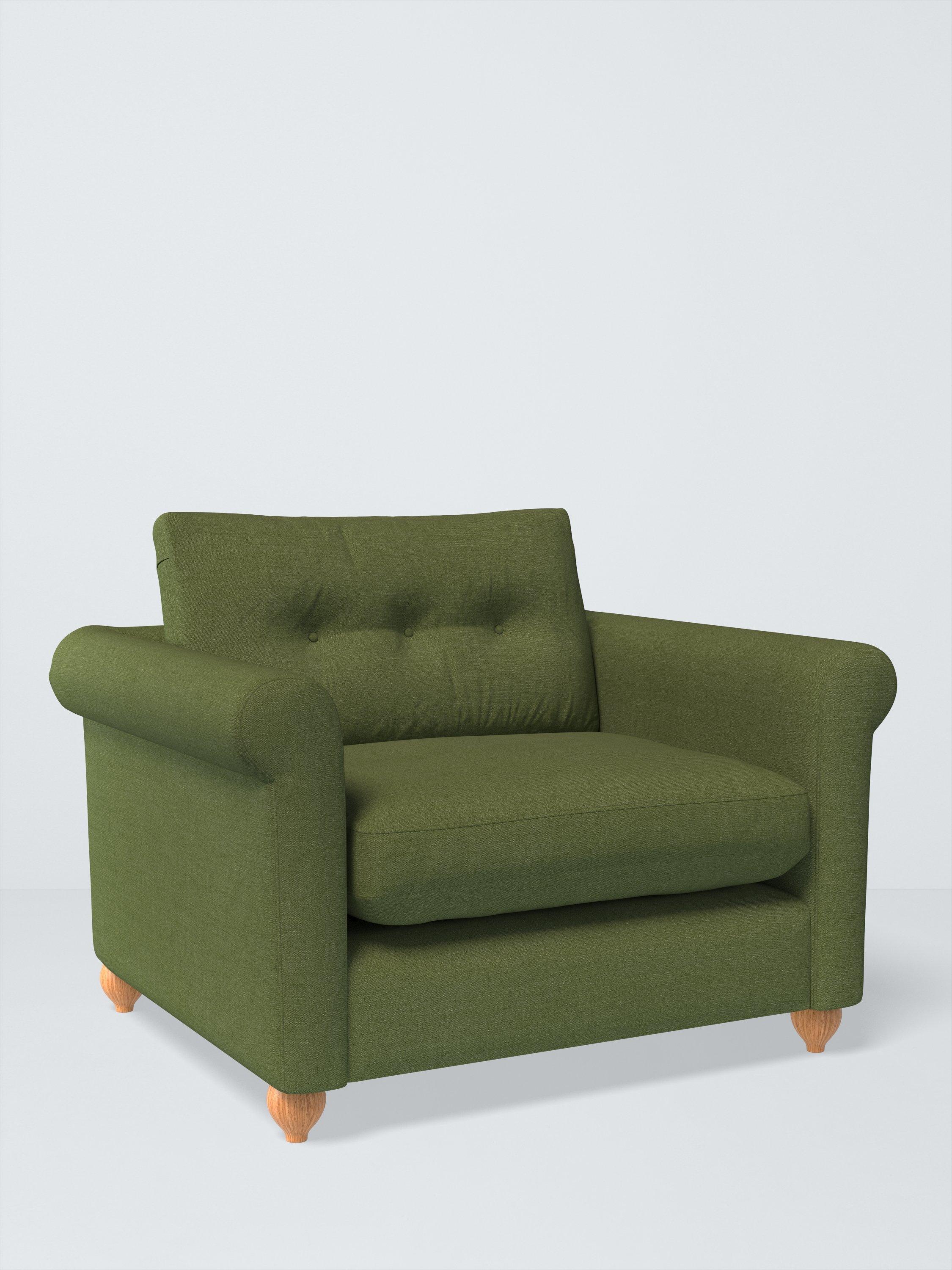 Kingham Range, John Lewis Relaxed Linen Plain Fabric, Olive Green, Price Band B