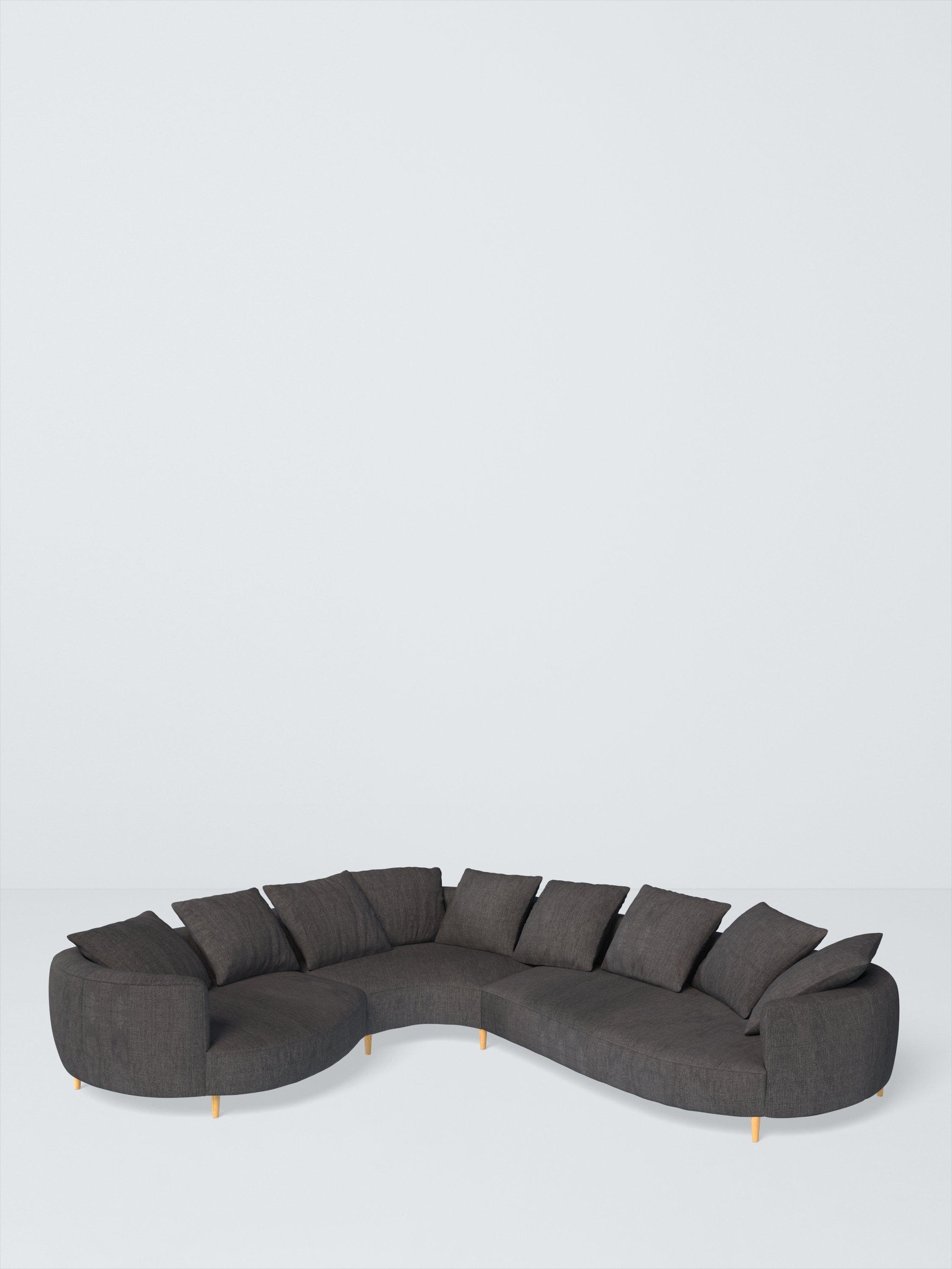 Lozenge Range, John Lewis Easy Clean Chunky Chenille Plain Fabric, Charcoal, Price Band C