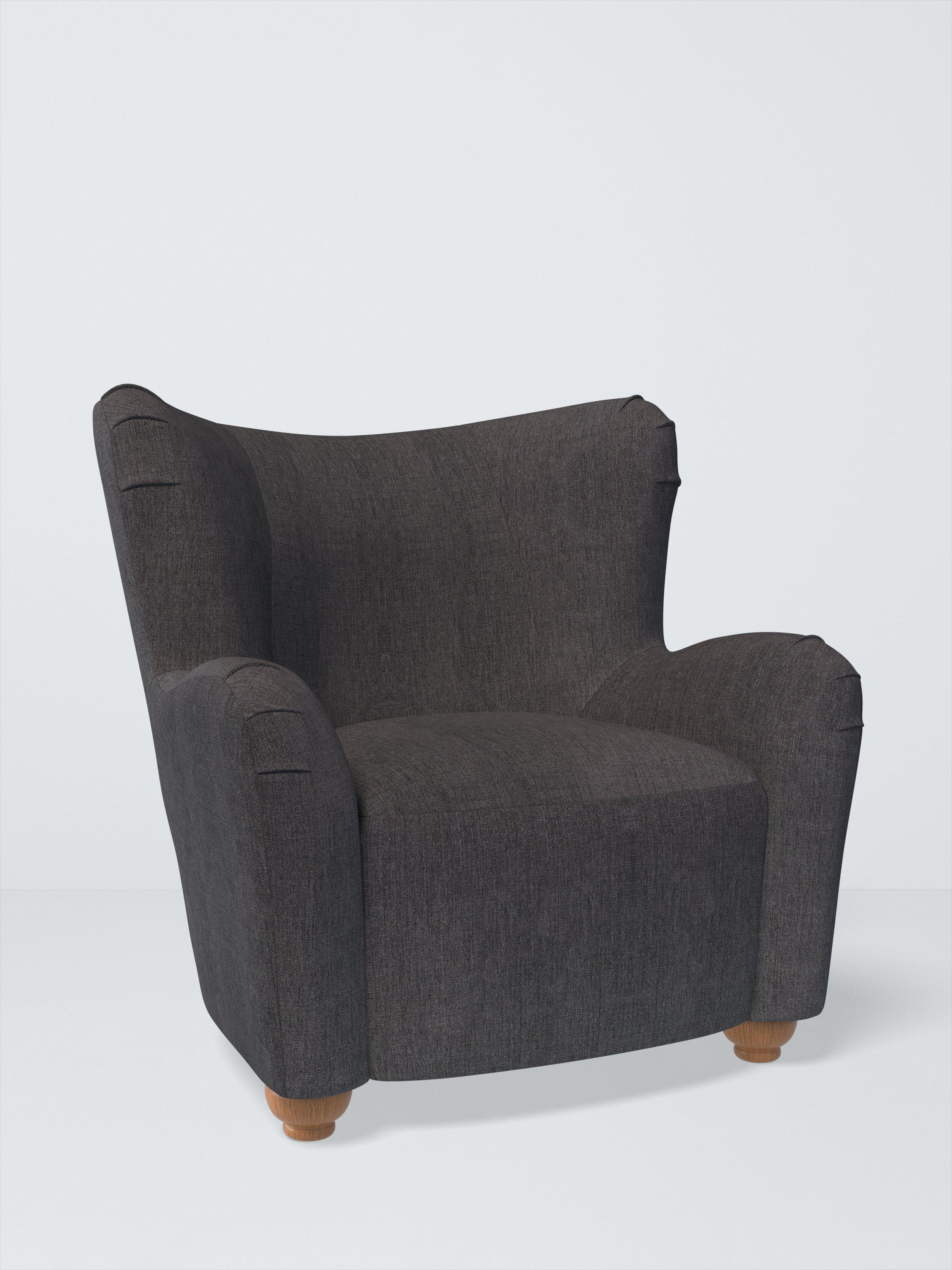 Nook Range, John Lewis Easy Clean Chunky Chenille Plain Fabric, Charcoal, Price Band C