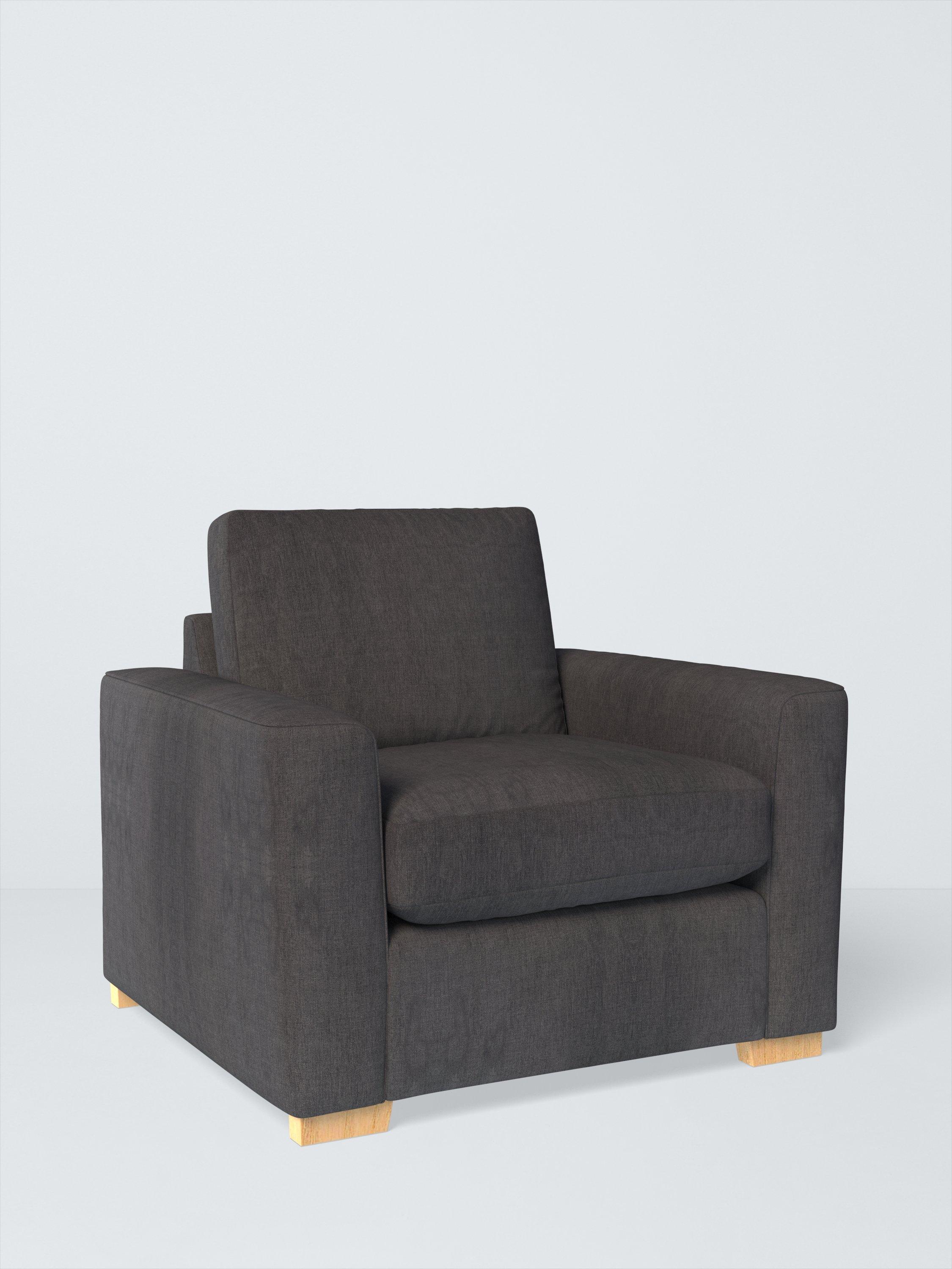 Oliver II Range, John Lewis Easy Clean Chunky Chenille Plain Fabric, Charcoal, Price Band C