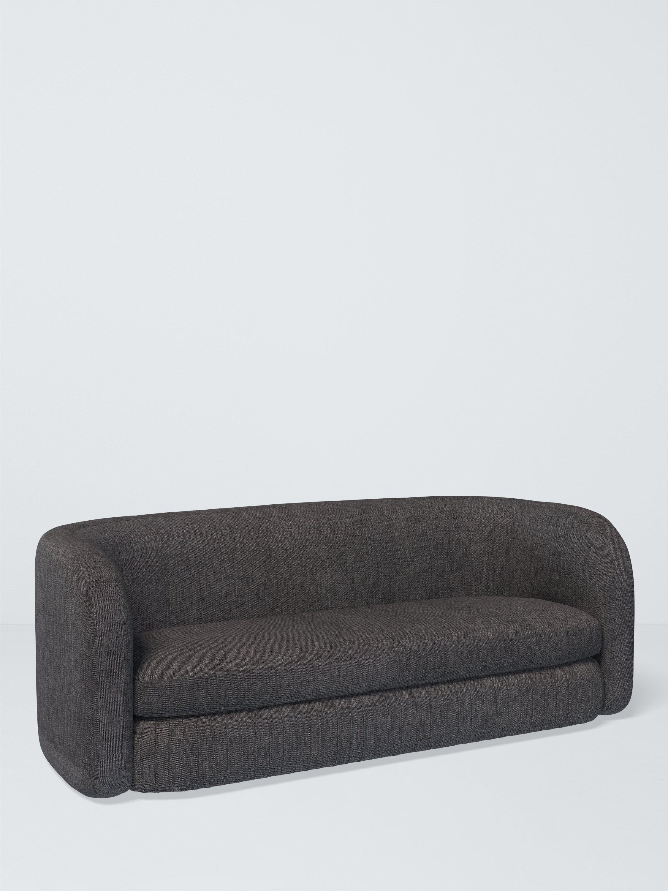 Pleat Range, John Lewis Easy Clean Chunky Chenille Plain Fabric, Charcoal, Price Band C