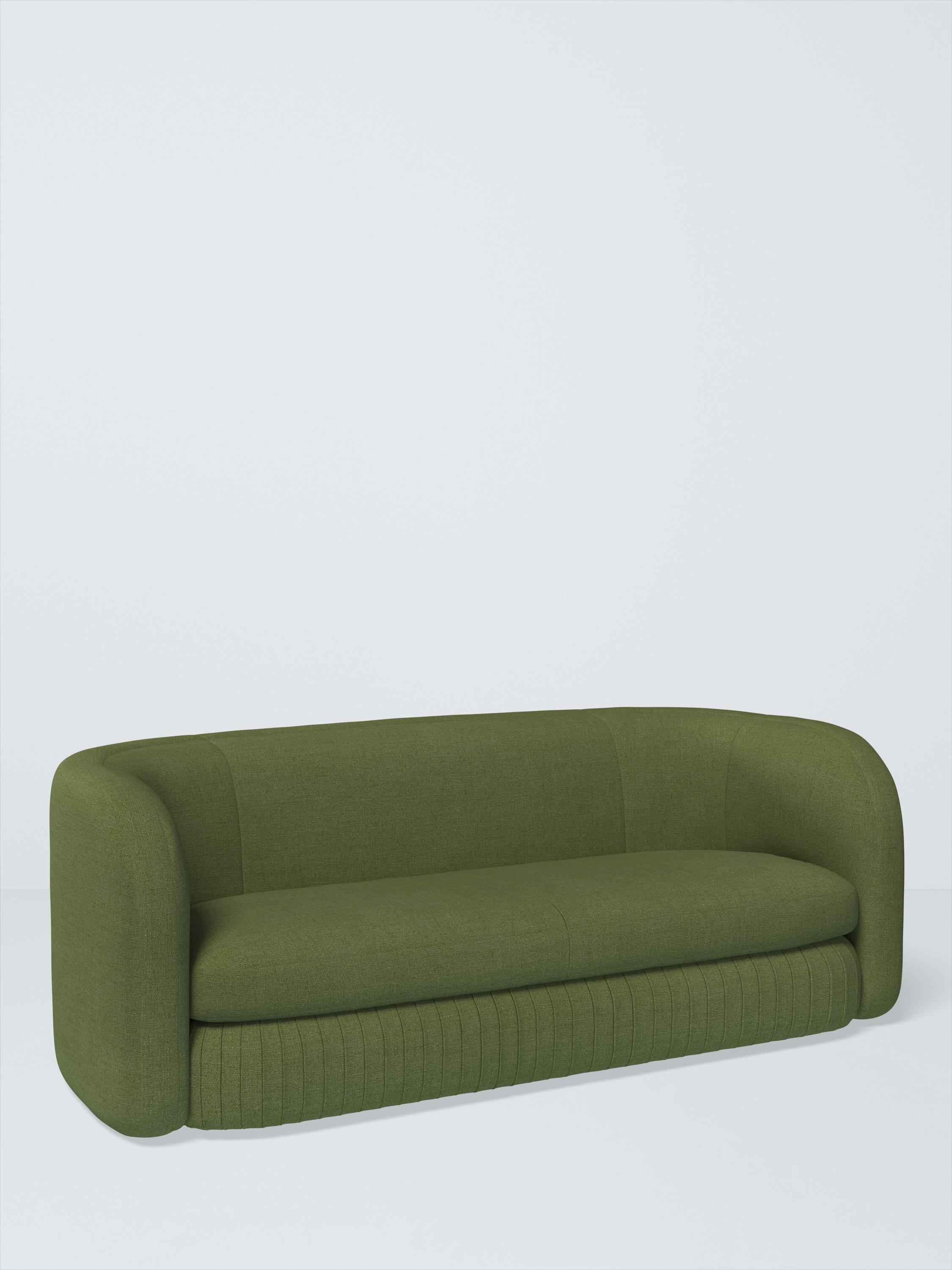 Pleat Range, John Lewis Relaxed Linen Plain Fabric, Olive Green, Price Band B